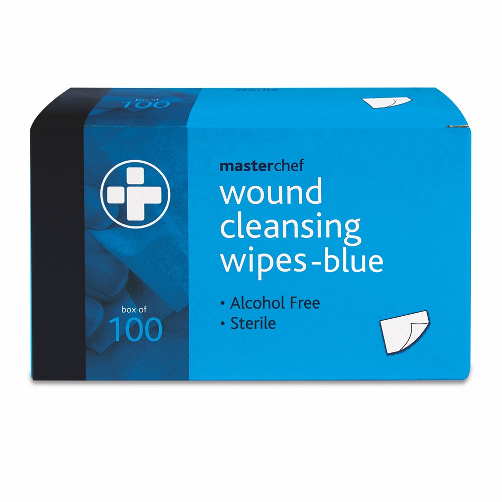 Reliwipe Wound Cleansing Wipes - Blue, Sterile, Box of 100, 1 x  Box of 100