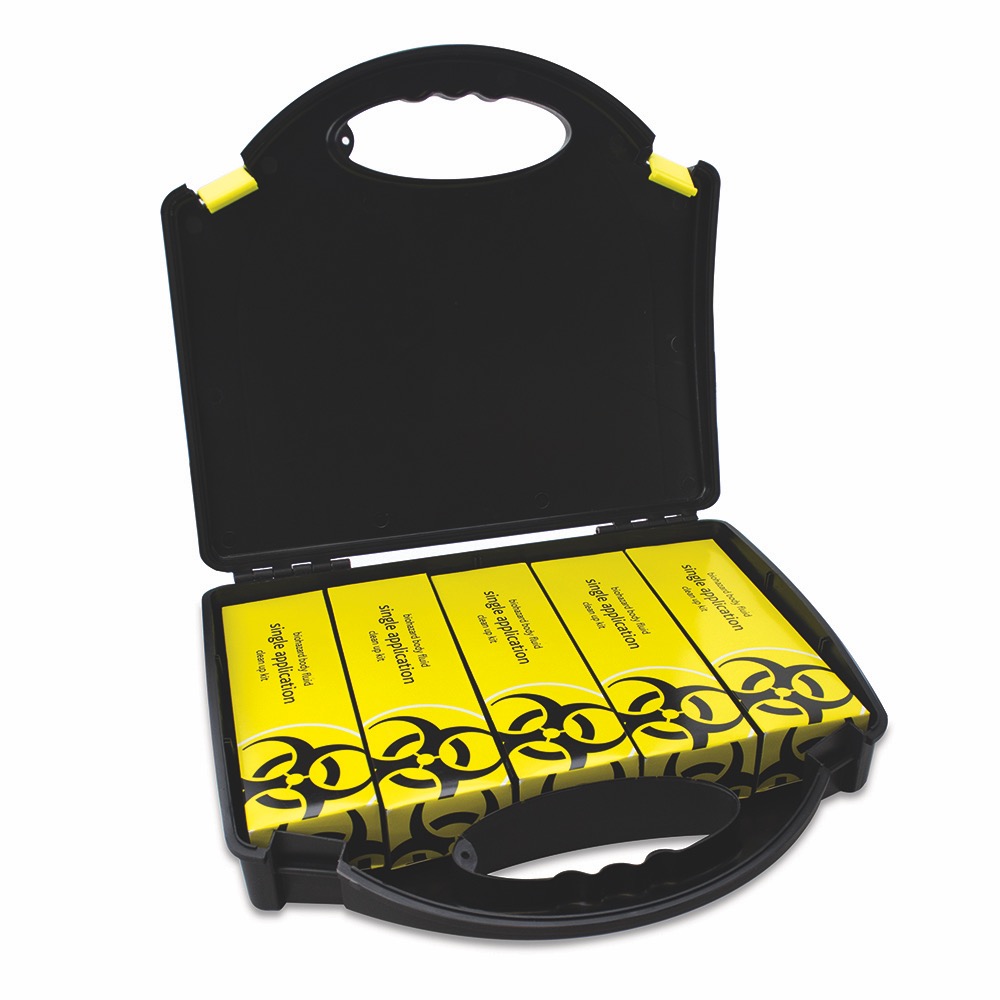 5 Application Body Fluid Clean-up Kit in Large Black/Yellow Integral Aura Box