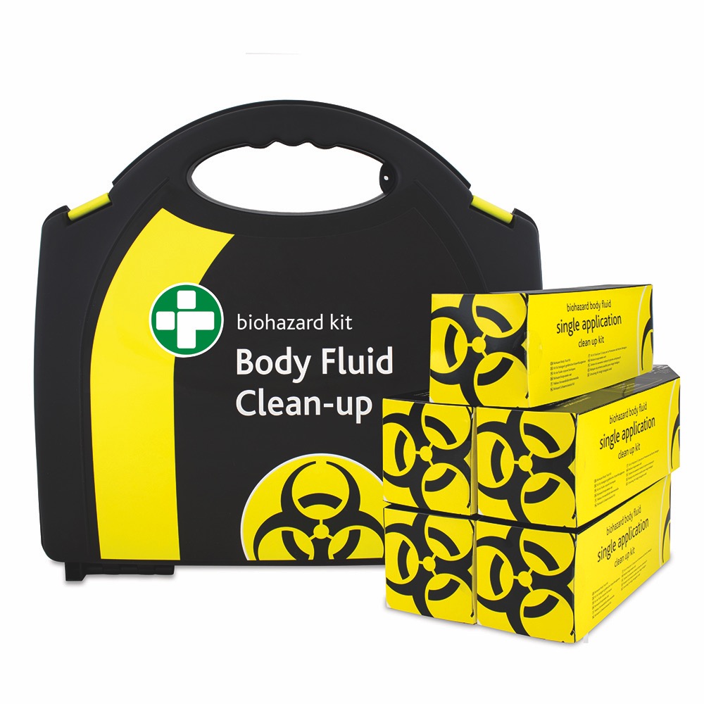 5 Application Body Fluid Clean-up Kit in Large Black/Yellow Integral Aura Box