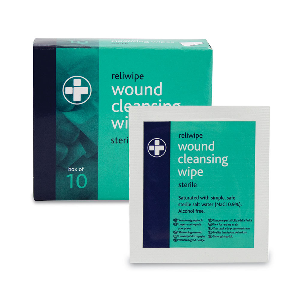 Reliwipe Wound Cleansing Wipes , Sterile, Pack of 10, 10 x  Pack of 10