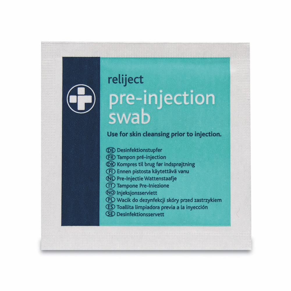 Reliject Pre-injection Wipes, Box of 100, 1 x  Box of 100