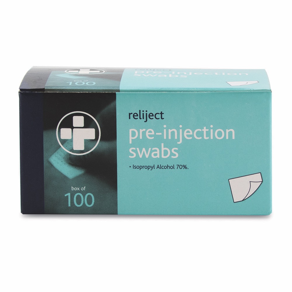 Reliject Pre-injection Wipes, Box of 100, 1 x  Box of 100