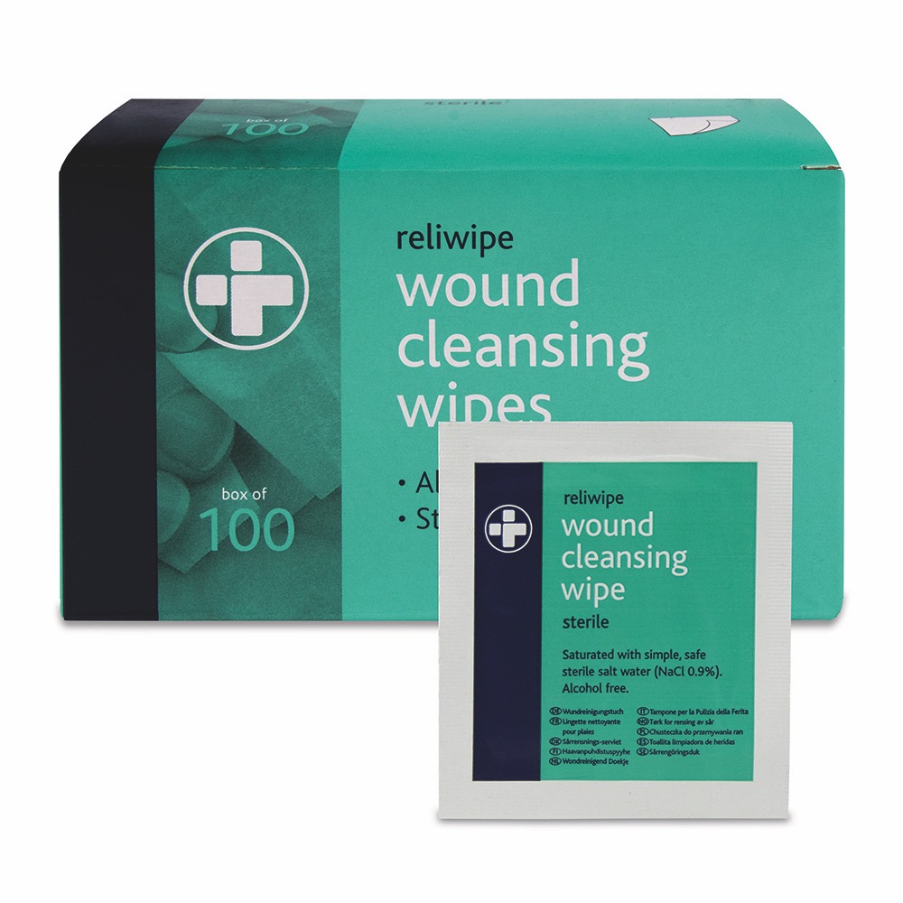 Reliwipe Wound Cleansing Wipes , Sterile, Box of 100, 1 x  Box of 100