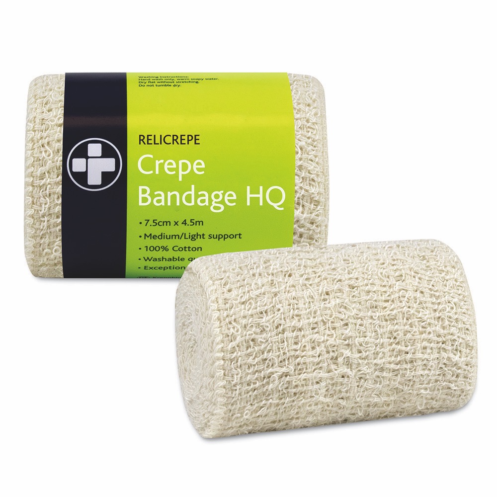 Relicrepe Bandage HQ, White, 7.5cm x 4m , 10 x  Single Unit