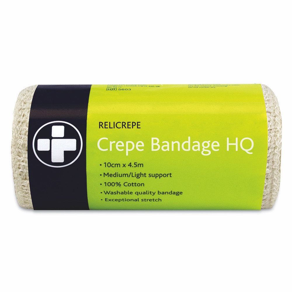 Relicrepe Bandage HQ, White, 10cm x 4m , 10 x  Single Unit