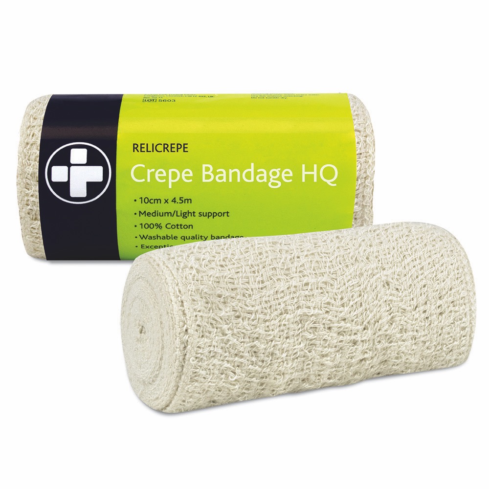 Relicrepe Bandage HQ, White, 10cm x 4m , 10 x  Single Unit