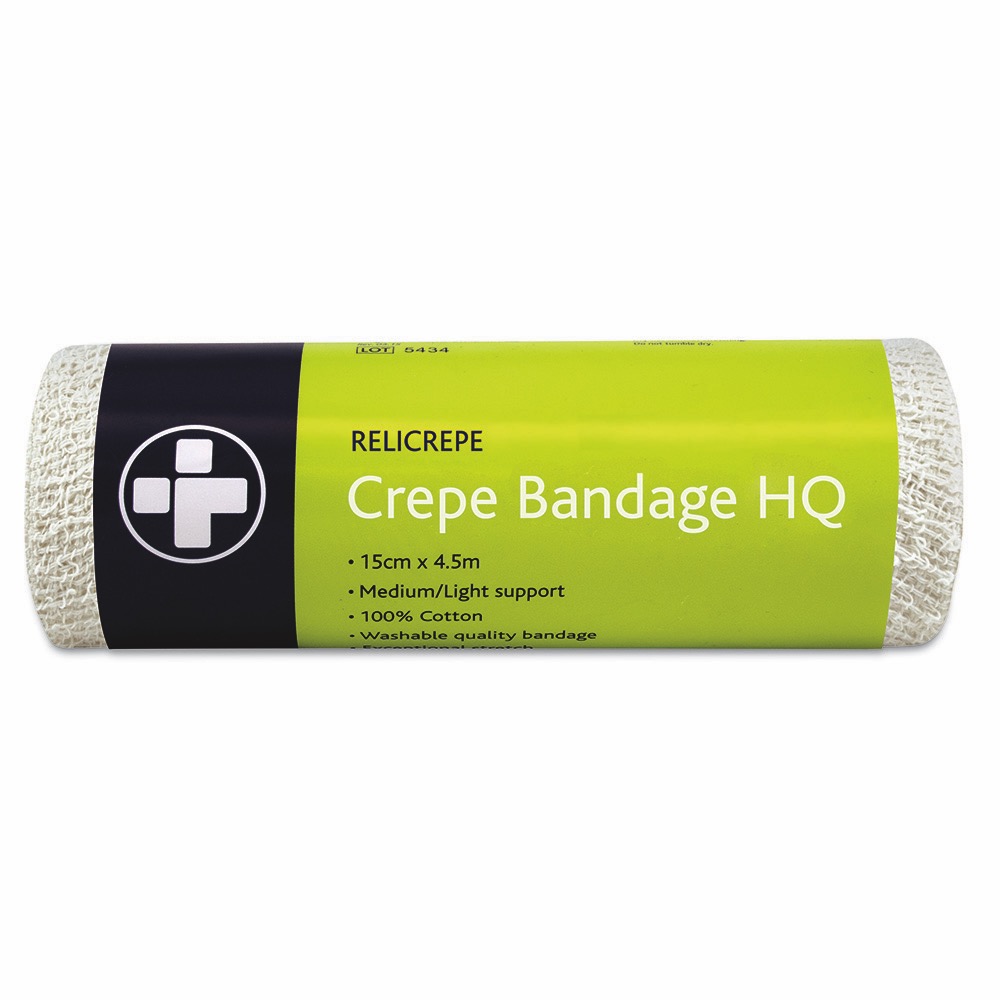 Relicrepe Bandage HQ, White, 15cm x 4m , 10 x  Single Unit