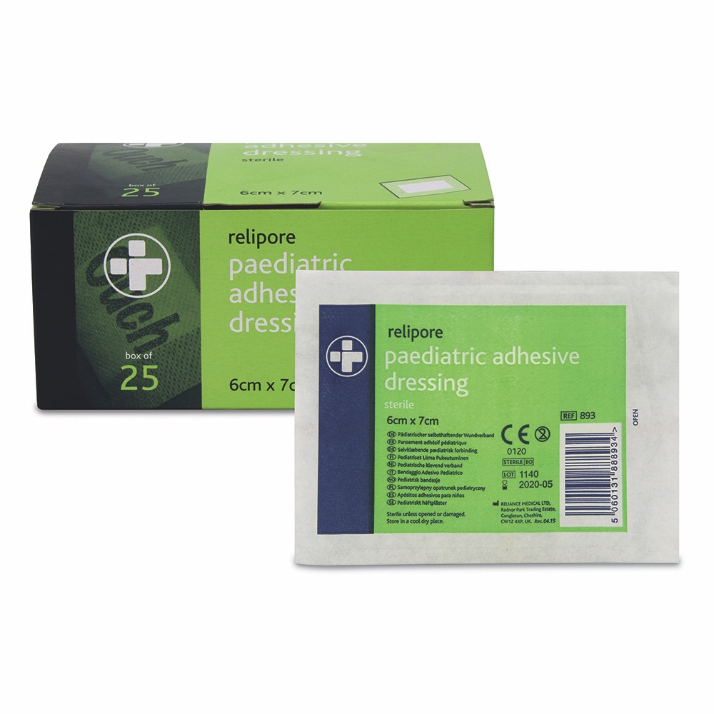 Relipore 'Ouch' Paediatric Adhesive Dressing Pads, Sterile , 6cm x 7cm, 1 x  Box of 25