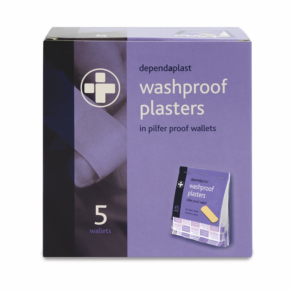 Dependaplast Washproof Pilfer Proof Plasters, Pilfer Proof, 27	7.2cm x 1.9cm
18	7.2cm x 2.5cm, 1 x  Box of 5