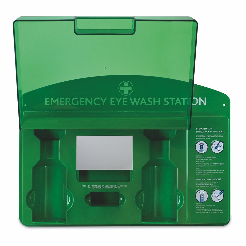 Premier Eye Wash Station - empty , Green/Clear Lid, 36cmH x 51cmW x 10cmD, 1 x  Single Unit