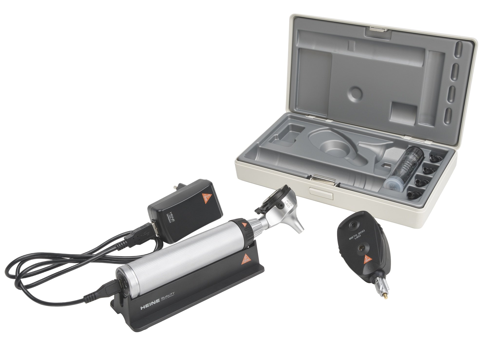 HEINE Diagnostic Set: BETA 400 LED Otoscope & BETA 200 Opthalmoscope (USB Rechargeable Handle)