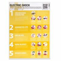 Electric Shock Guidance Poster, Laminated, 420mm x 594mm, 1 x  Pack of 10