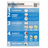 Kitchen Hygiene Guidance Poster, Laminated, 420mm x 594mm, 1 x  Pack of 10