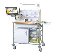 Sunflower Large EPMA Ward Drug Trolley with Laptop Arm & Bracket, Trays and 1 Secure Bottom Storage Cabinet