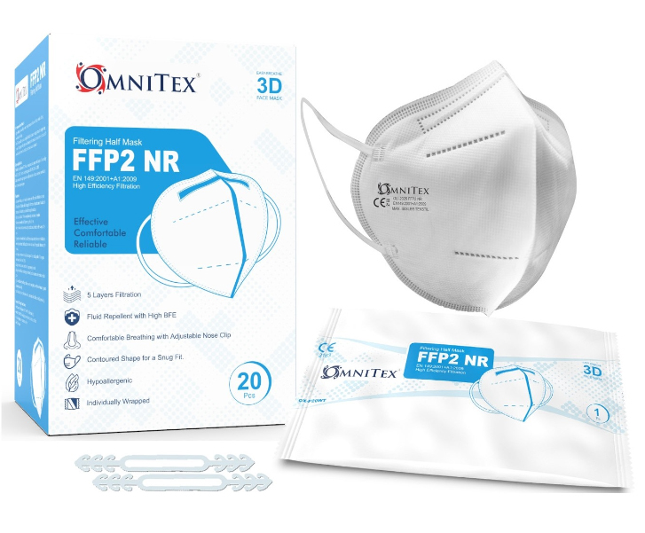 Omnitex FFP2 Masks (White) - 20 Masks Per Box