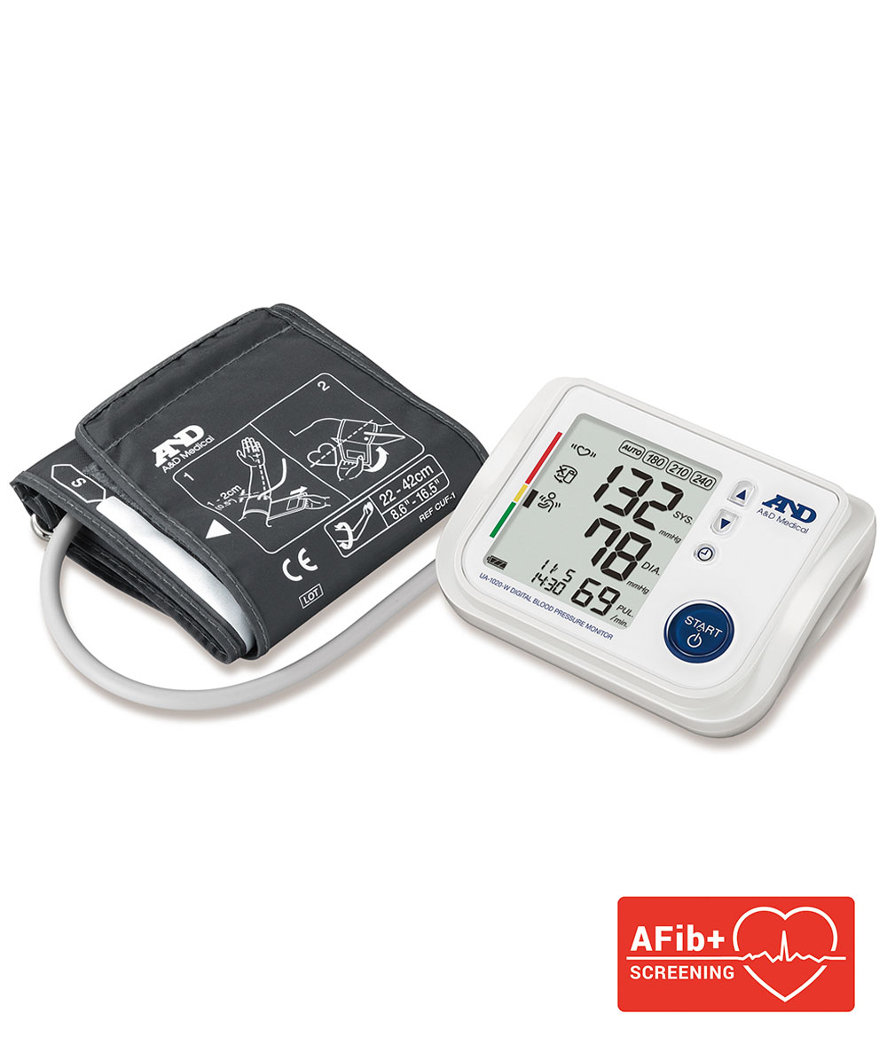 A&D Medical UA-1020-W Upper Arm Blood Pressure Monitor with Wide Range Cuff and Atrial Fibrillation Screening 