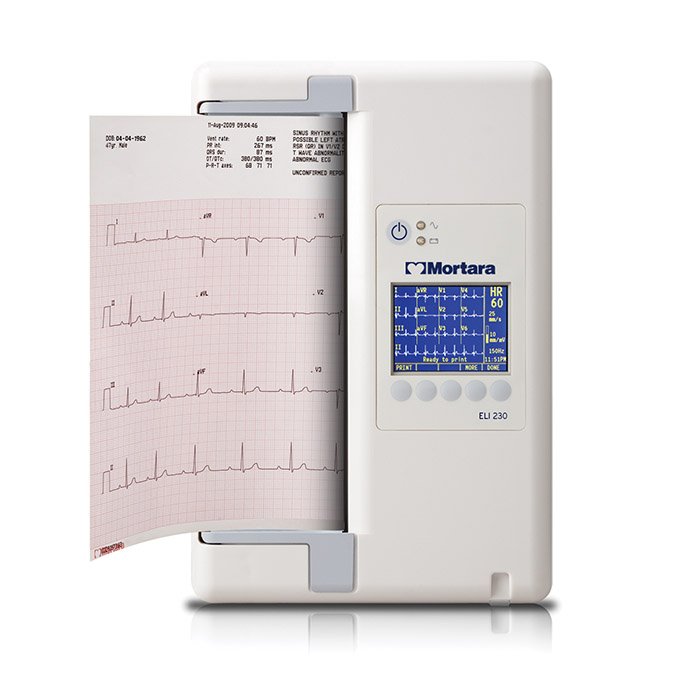 Mortara ELI230 Portable ECG, wired AM12 patient cable module