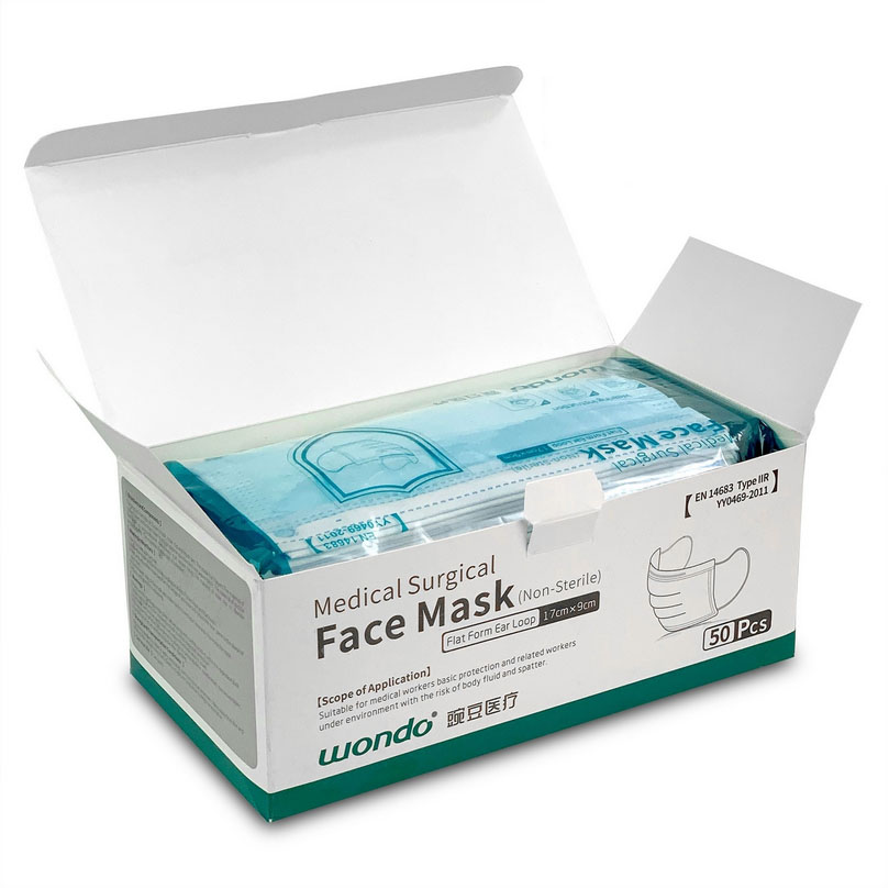 Fluid Resistant Surgical Face Masks Type IIR (Box of 50 Masks)