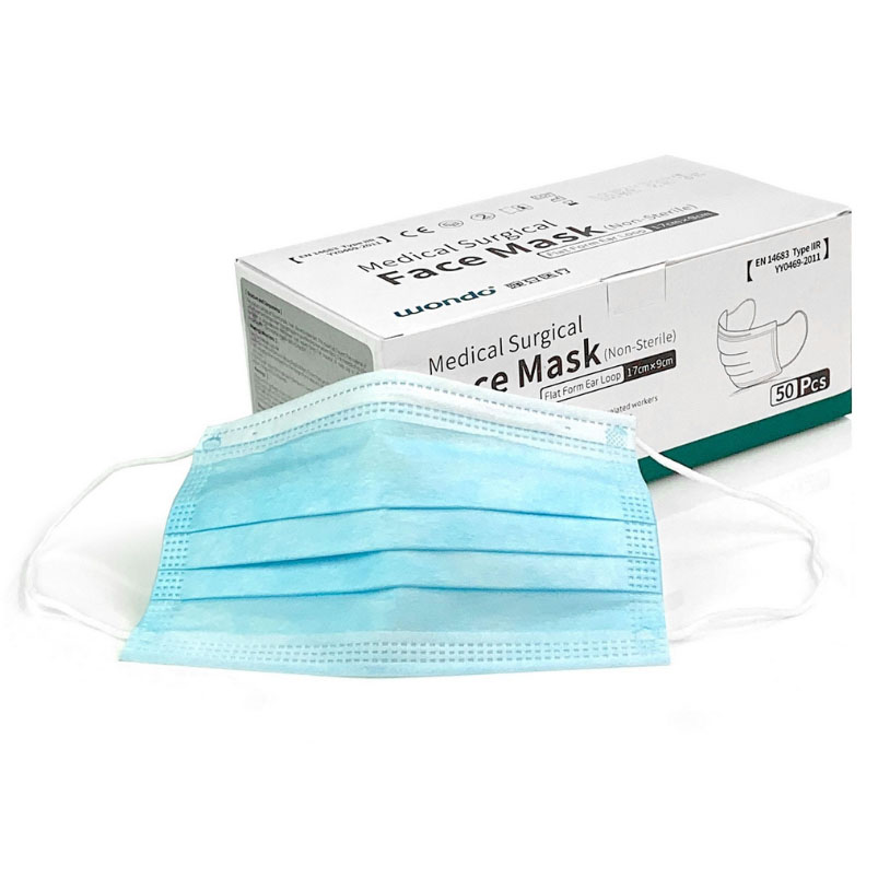 Fluid Resistant Surgical Face Masks Type IIR (Box of 50 Masks)